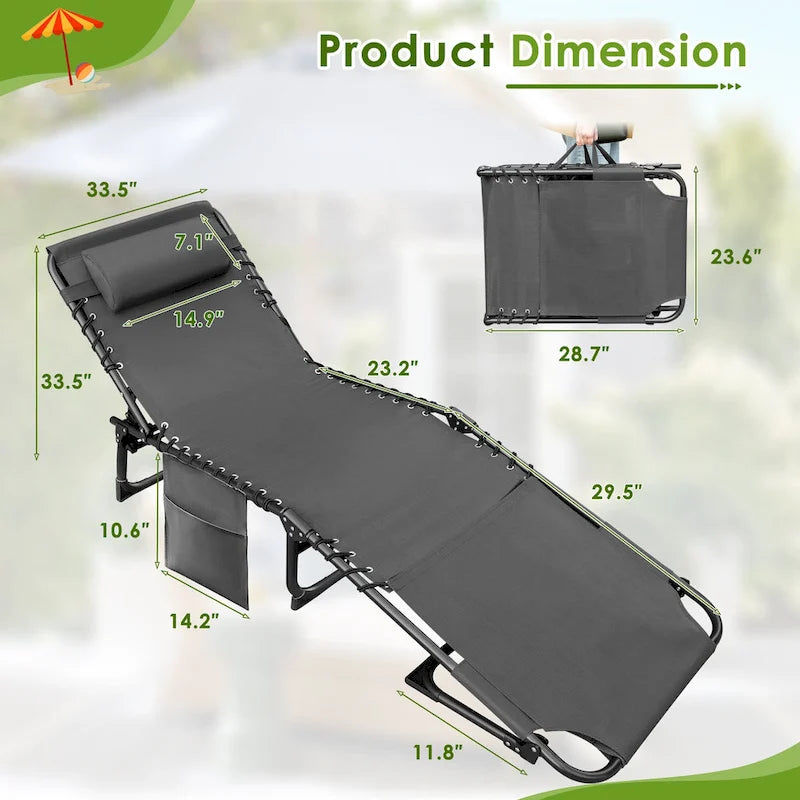 Homall Lot de 2 chaises longues pliables avec trou facial, hauteur de 30,5 cm, réglables, pour terrasse, plage, piscine, café