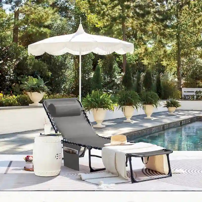 Homall Lot de 2 chaises longues pliables avec trou facial, hauteur de 30,5 cm, réglables, pour terrasse, plage, piscine, café