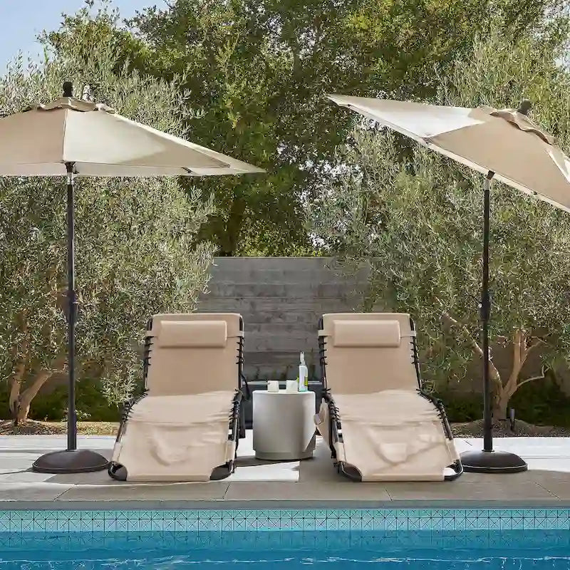 Homall Lot de 2 chaises longues pliables avec trou facial, hauteur de 30,5 cm, réglables, pour terrasse, plage, piscine, café