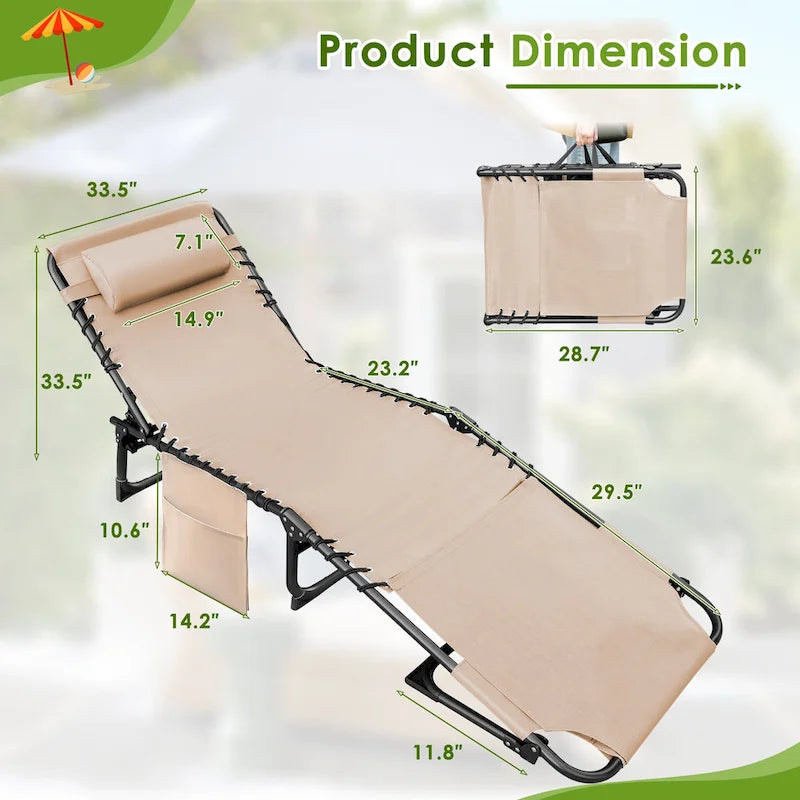 Homall Lot de 2 chaises longues pliables avec trou facial, hauteur de 30,5 cm, réglables, pour terrasse, plage, piscine, café