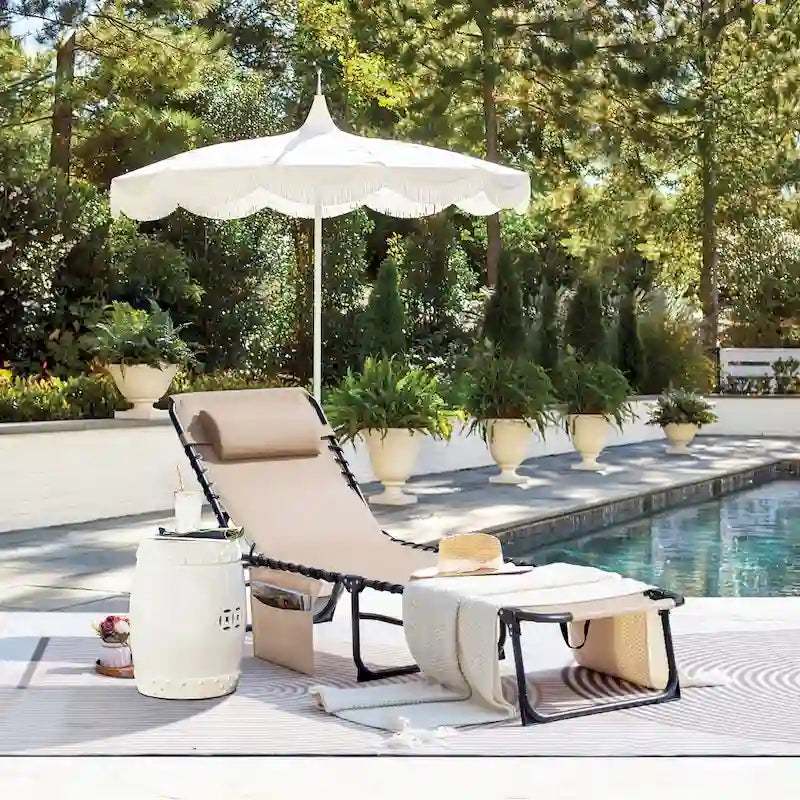 Homall Lot de 2 chaises longues pliables avec trou facial, hauteur de 30,5 cm, réglables, pour terrasse, plage, piscine, café