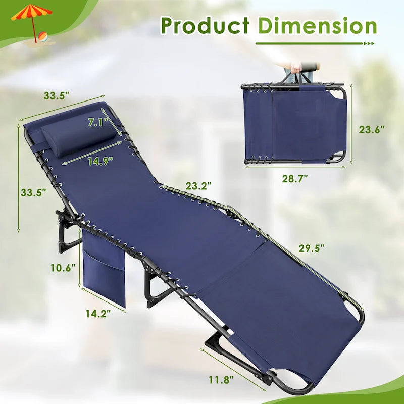 Homall Lot de 2 chaises longues pliables avec trou facial, hauteur de 30,5 cm, réglables, pour terrasse, plage, piscine, café