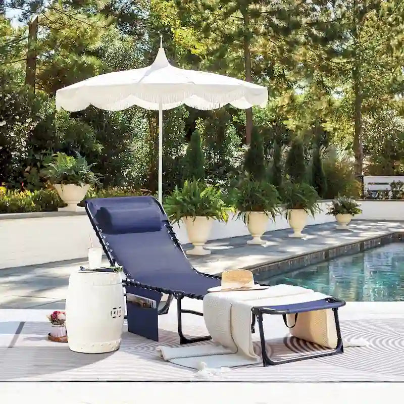 Homall Lot de 2 chaises longues pliables avec trou facial, hauteur de 30,5 cm, réglables, pour terrasse, plage, piscine, café