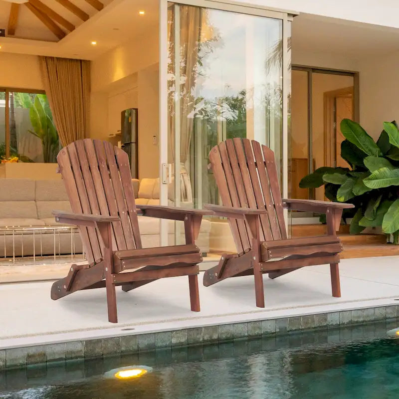 Ensemble de 2 chaises Adirondack pliantes en bois pour l'extérieur