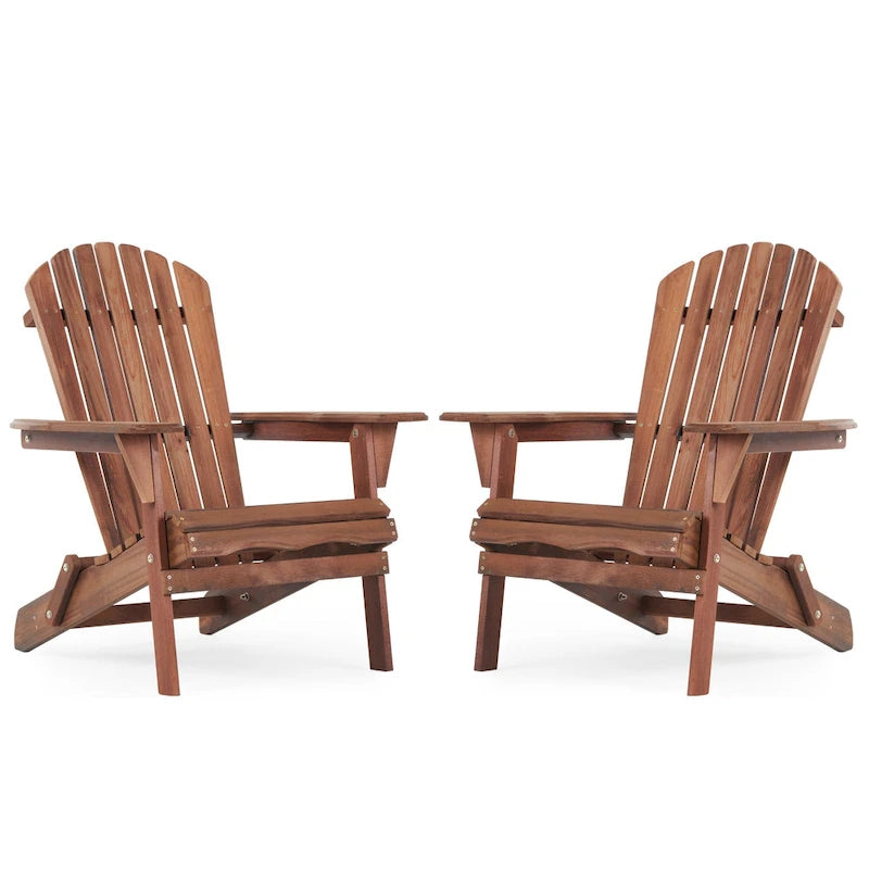 Ensemble de 2 chaises Adirondack pliantes en bois pour l'extérieur