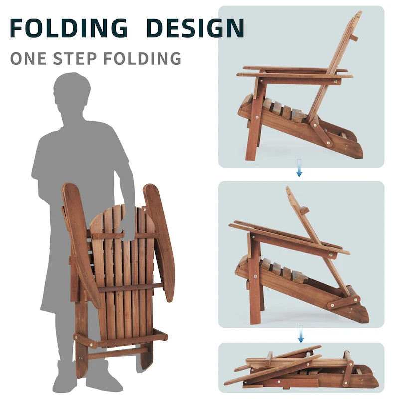 Ensemble de 2 chaises Adirondack pliantes en bois pour l'extérieur