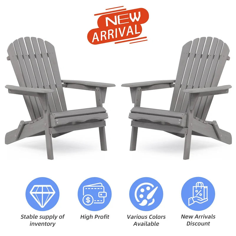 Ensemble de 2 chaises Adirondack pliantes en bois pour l'extérieur