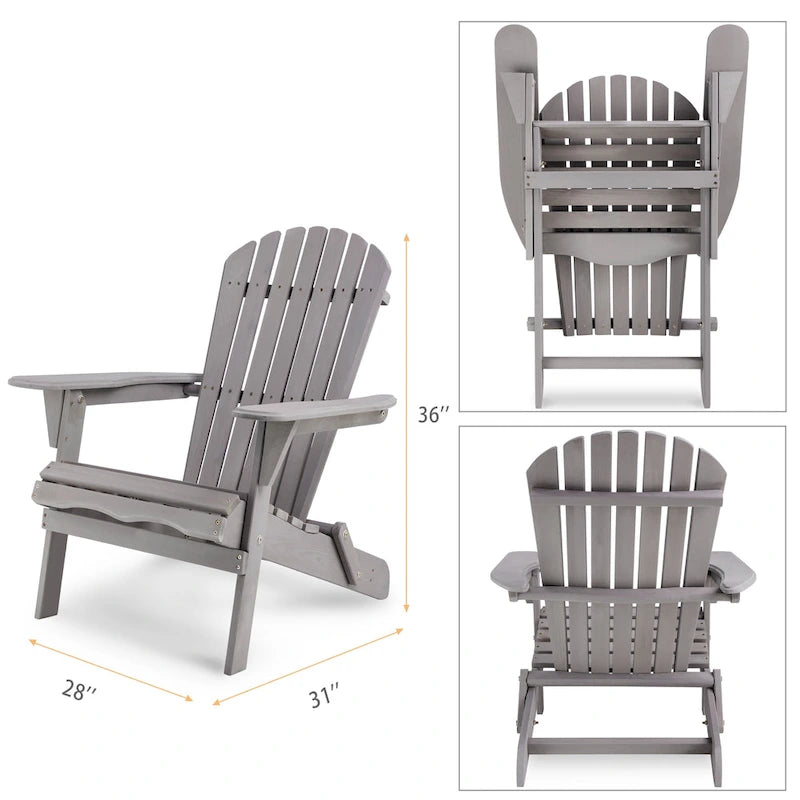 Ensemble de 2 chaises Adirondack pliantes en bois pour l'extérieur