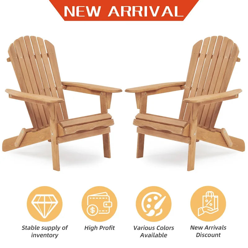 Ensemble de 2 chaises Adirondack pliantes en bois pour l'extérieur