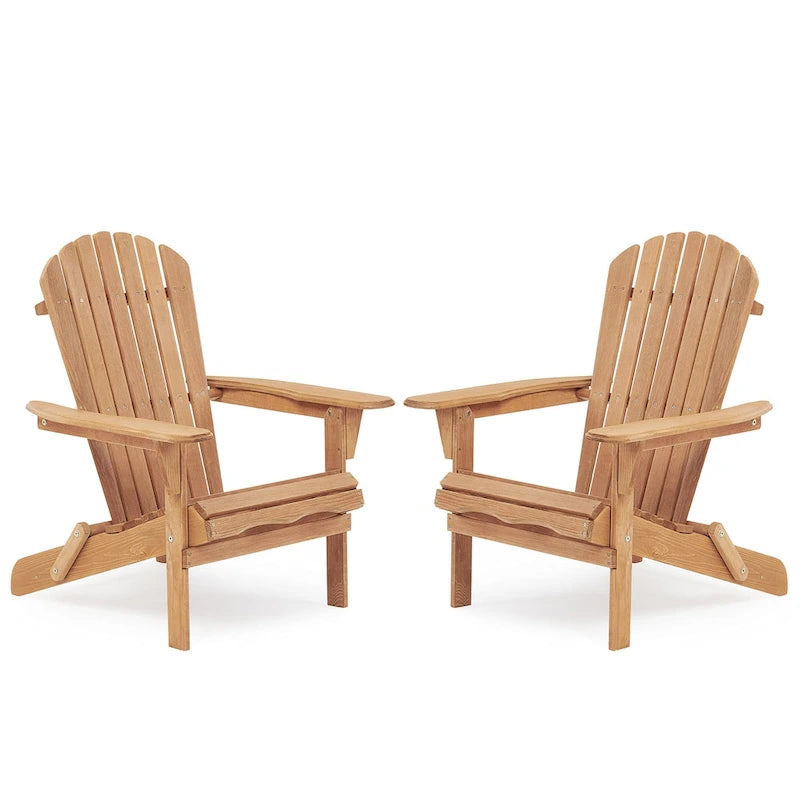 Ensemble de 2 chaises Adirondack pliantes en bois pour l'extérieur