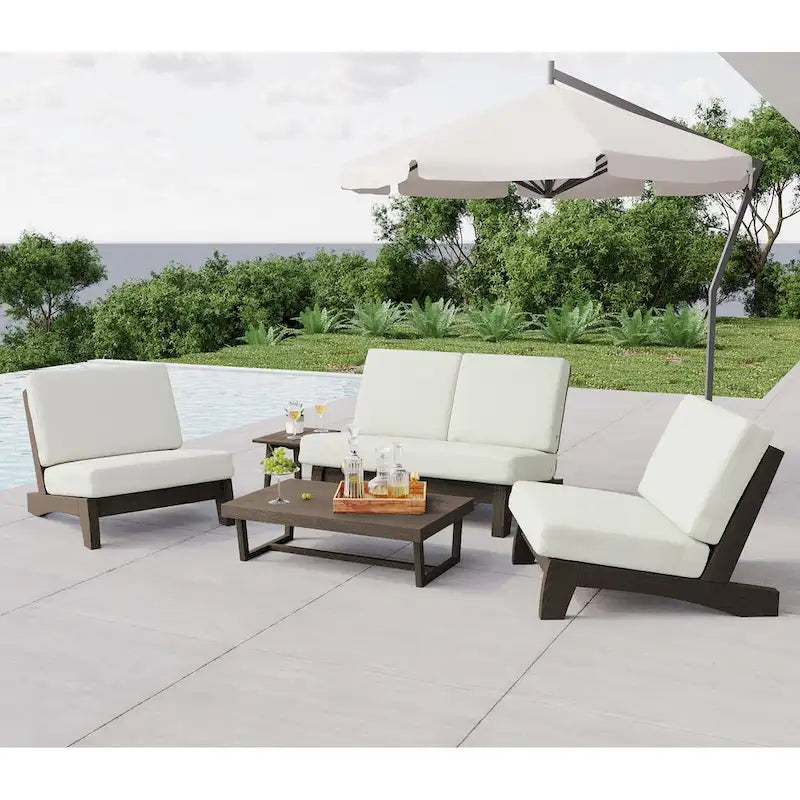 Ensemble de meubles de patio en bois modulaires d'extérieur