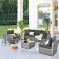 Ensemble de mobilier de jardin XIZZI 7 pièces avec fauteuil à bascule pivotant