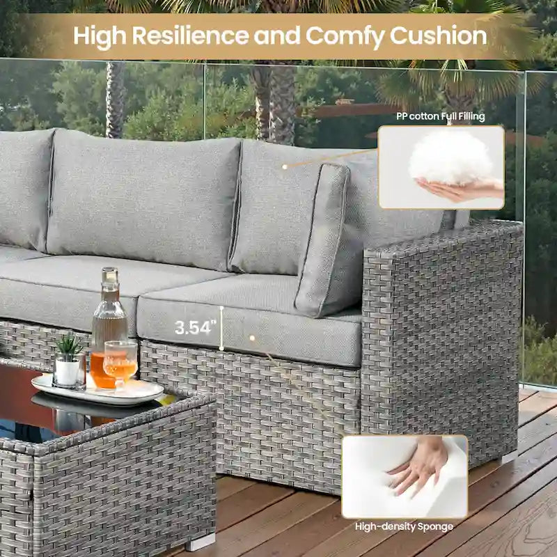 Ensemble de mobilier de jardin XIZZI 7 pièces avec fauteuil à bascule pivotant