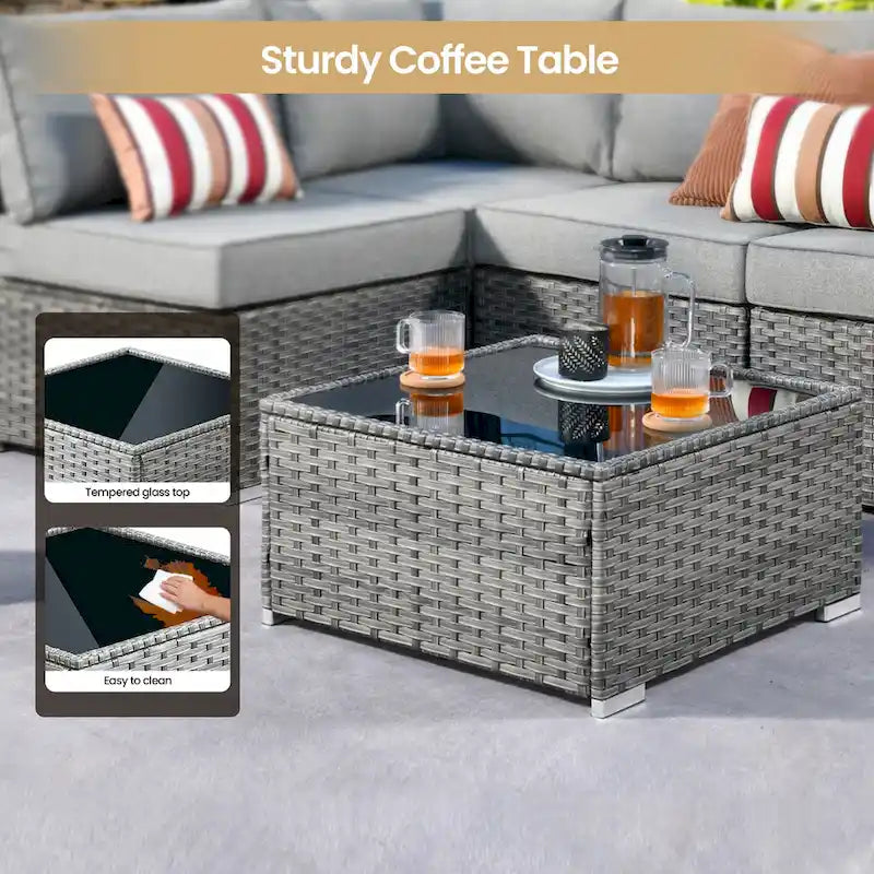 Ensemble de mobilier de jardin XIZZI 7 pièces avec fauteuil à bascule pivotant