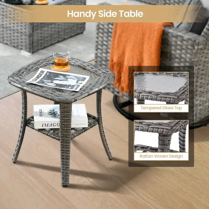Ensemble de mobilier de jardin XIZZI 7 pièces avec fauteuil à bascule pivotant