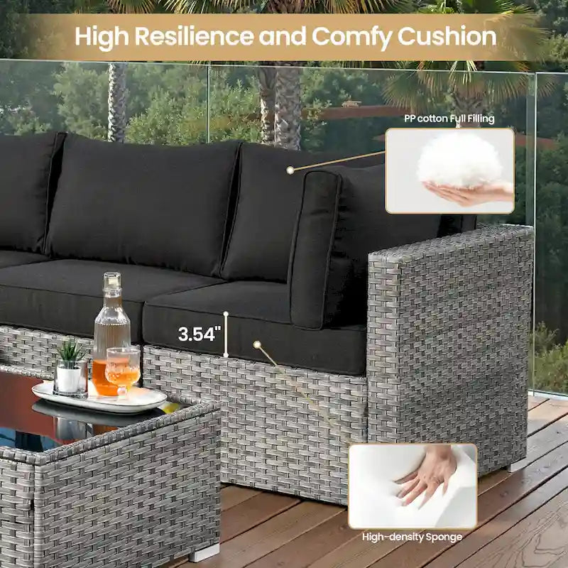 Ensemble de mobilier de jardin XIZZI 7 pièces avec fauteuil à bascule pivotant