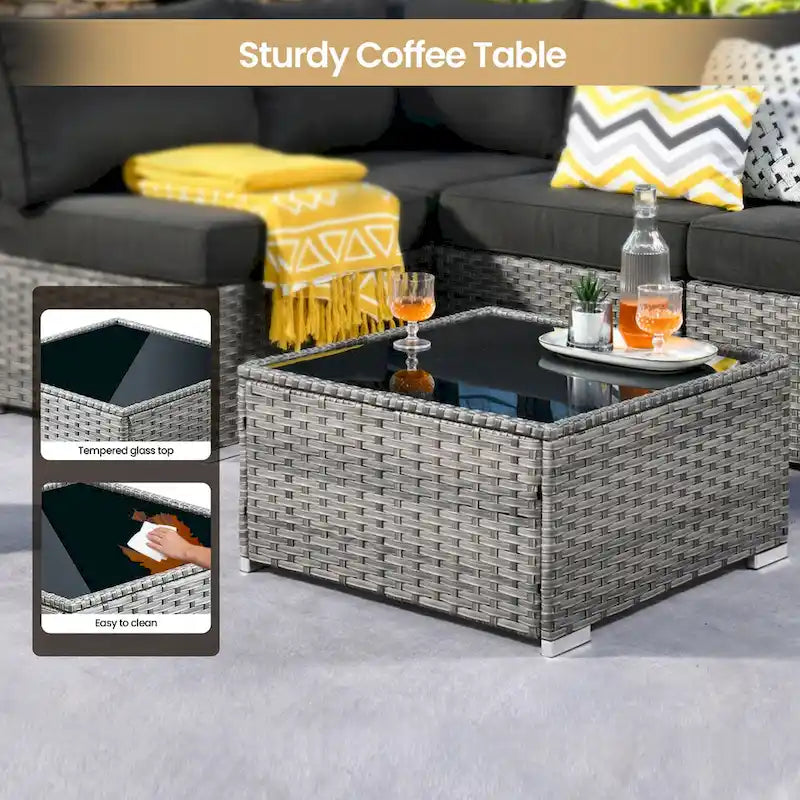 Ensemble de mobilier de jardin XIZZI 7 pièces avec fauteuil à bascule pivotant