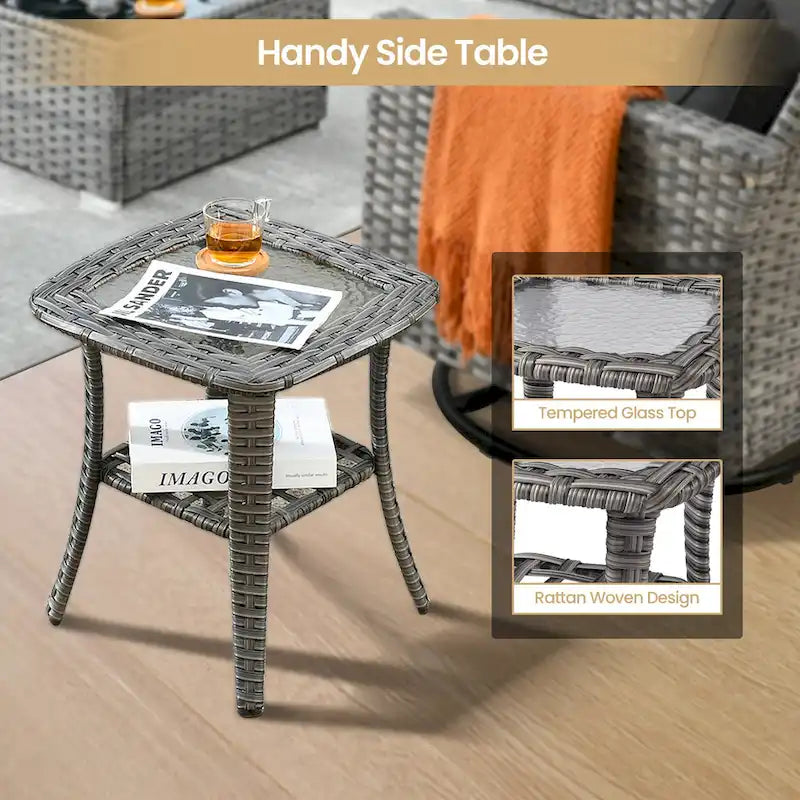 Ensemble de mobilier de jardin XIZZI 7 pièces avec fauteuil à bascule pivotant