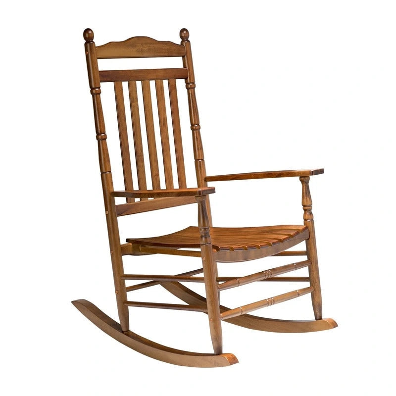Fauteuil à bascule d'extérieur en bois 450 lb Dossier haut Bois massif Fauteuil relaxant