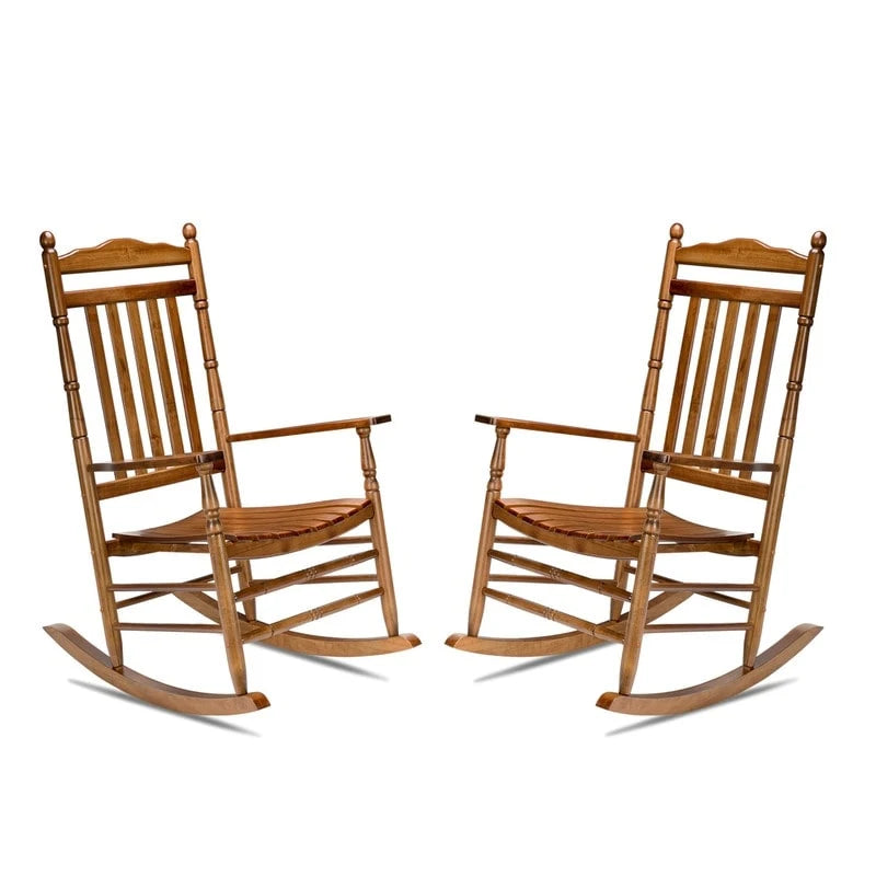 Fauteuil à bascule d'extérieur en bois 450 lb Dossier haut Bois massif Fauteuil relaxant