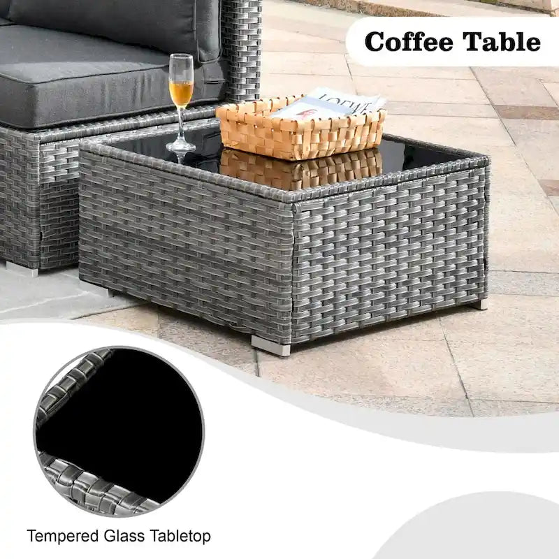 HOOOWOOO Ensemble de 8 chaises pivotantes d'extérieur avec table basse