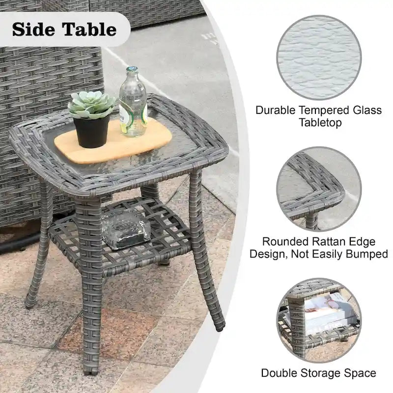 HOOOWOOO Ensemble de 8 chaises pivotantes d'extérieur avec table basse