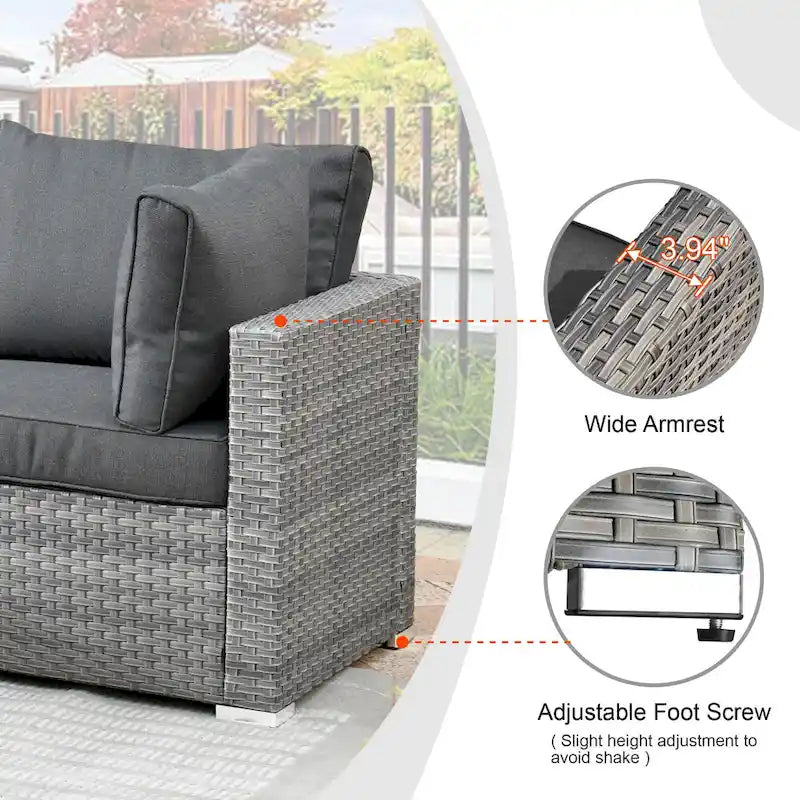 HOOOWOOO Ensemble de 8 chaises pivotantes d'extérieur avec table basse