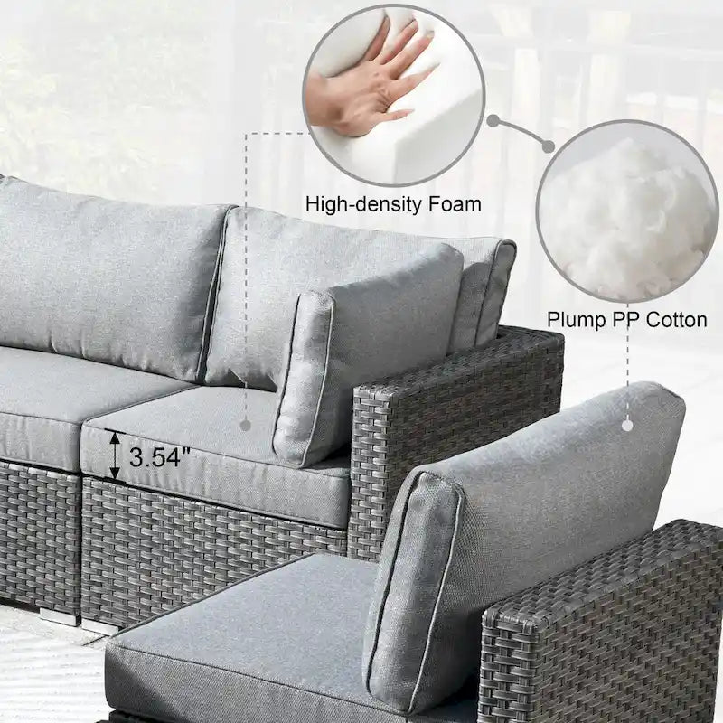 HOOOWOOO Ensemble de 8 chaises pivotantes d'extérieur avec table basse