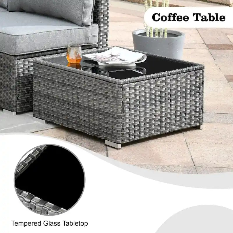 HOOOWOOO Ensemble de 8 chaises pivotantes d'extérieur avec table basse
