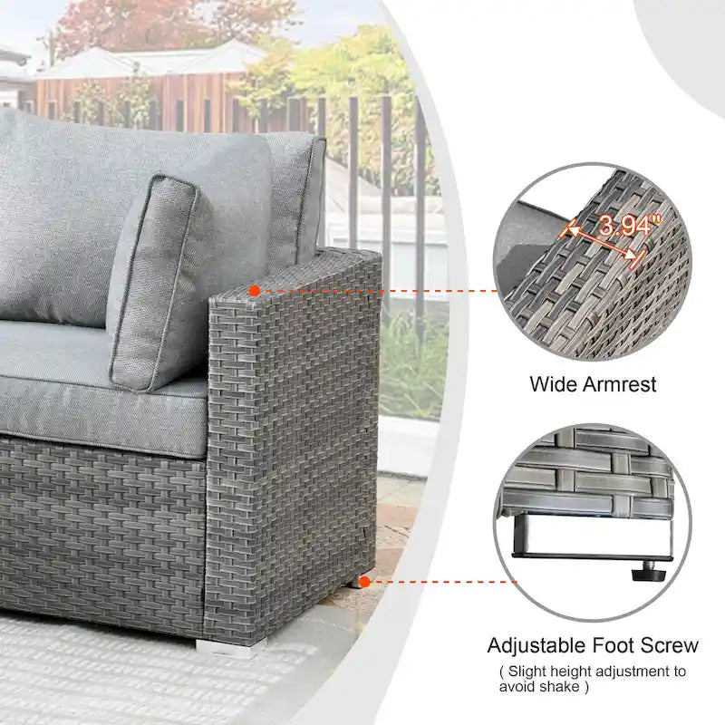 HOOOWOOO Ensemble de 8 chaises pivotantes d'extérieur avec table basse