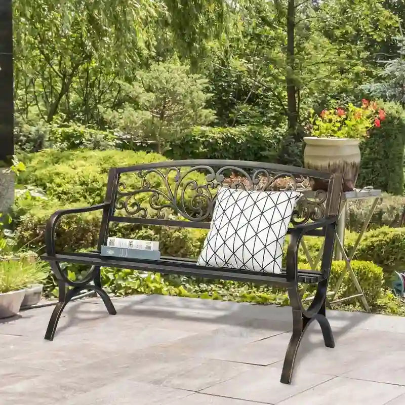 Patio 50 in. Powder Coated Iron Park Bench