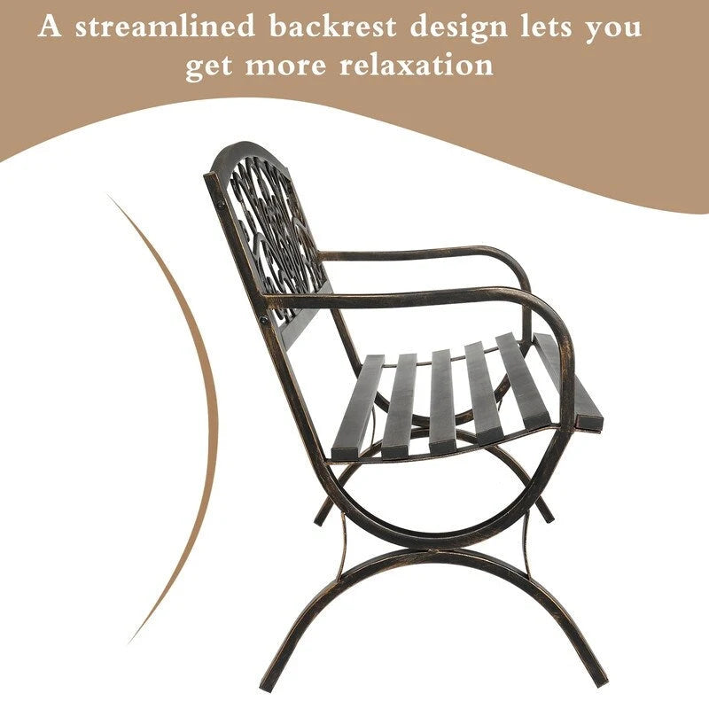 Banc de jardin en fer thermolaqué de 50 po pour terrasse