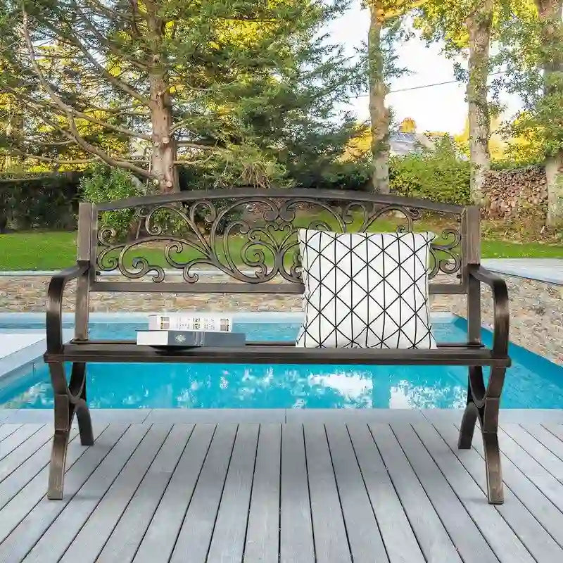 Banc de jardin en fer thermolaqué de 50 po pour terrasse