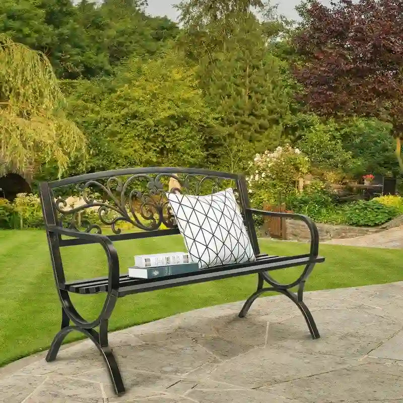 Banc de jardin en fer thermolaqué de 50 po pour terrasse