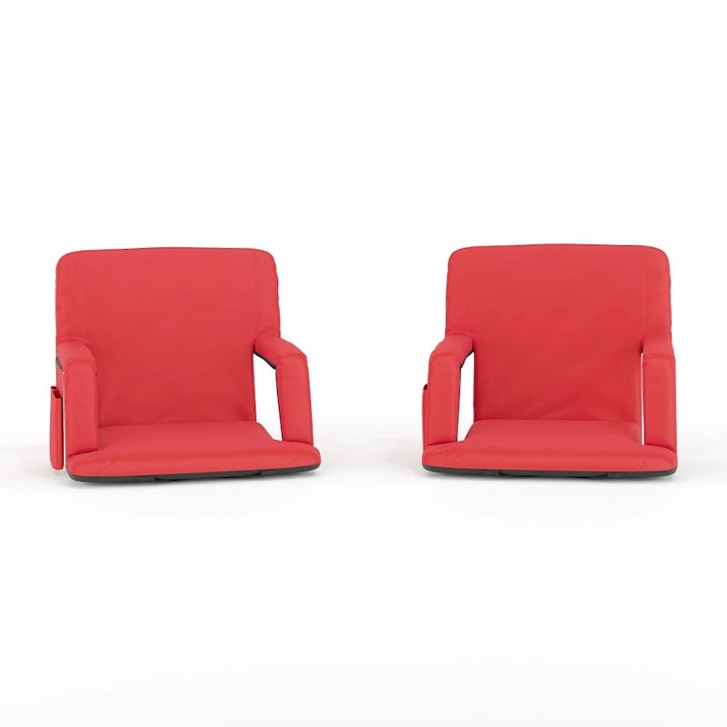Lot de 2 chaises de stade rembourrées inclinables avec accoudoirs et poches de rangement