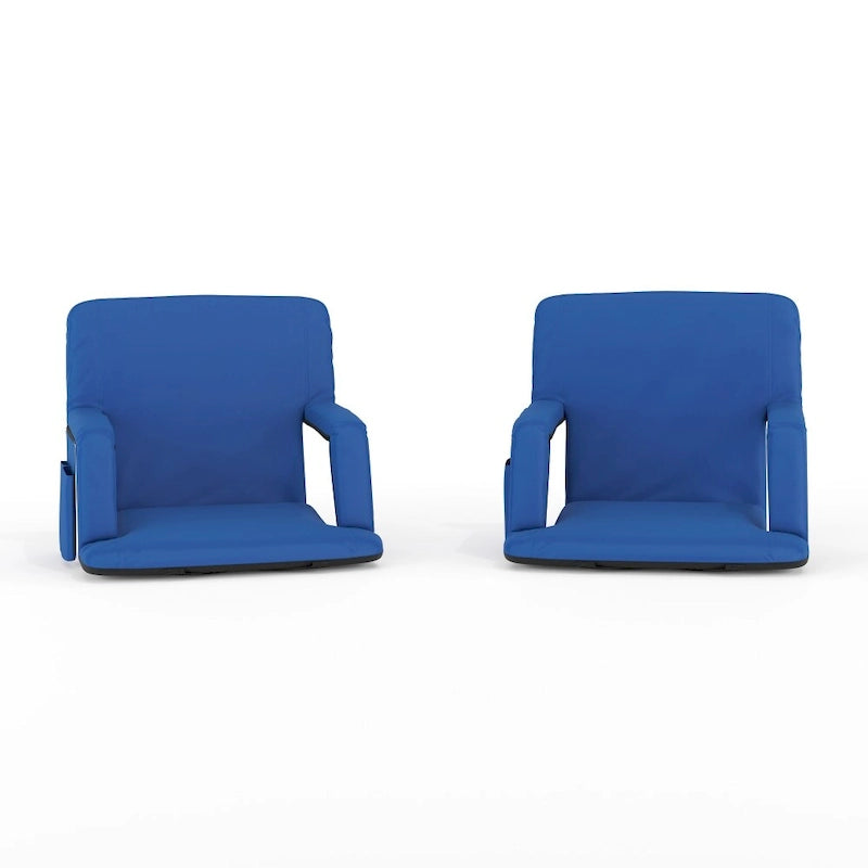 Lot de 2 chaises de stade rembourrées inclinables avec accoudoirs et poches de rangement