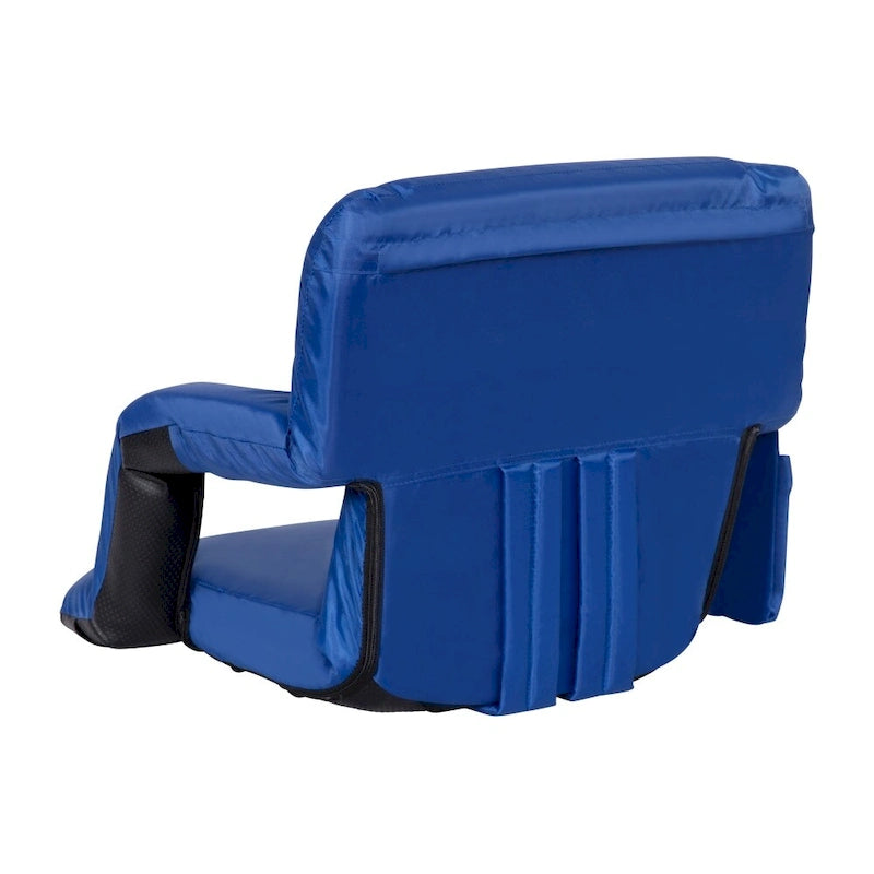 Lot de 2 chaises de stade rembourrées inclinables avec accoudoirs et poches de rangement