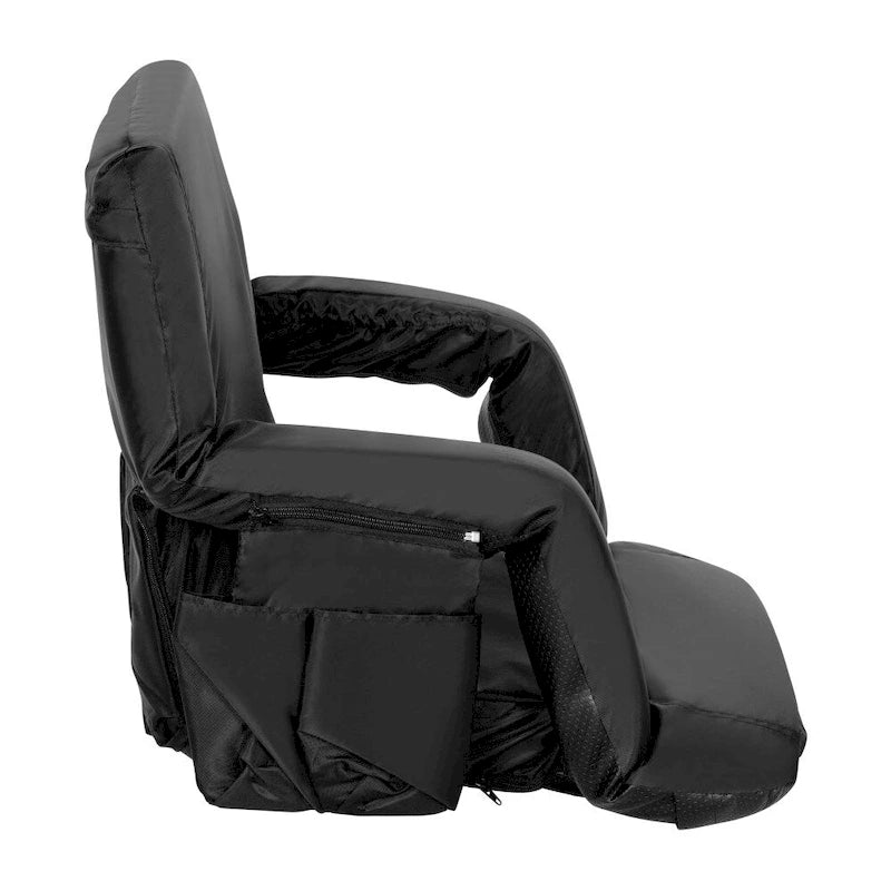 Lot de 2 chaises de stade rembourrées inclinables avec accoudoirs et poches de rangement