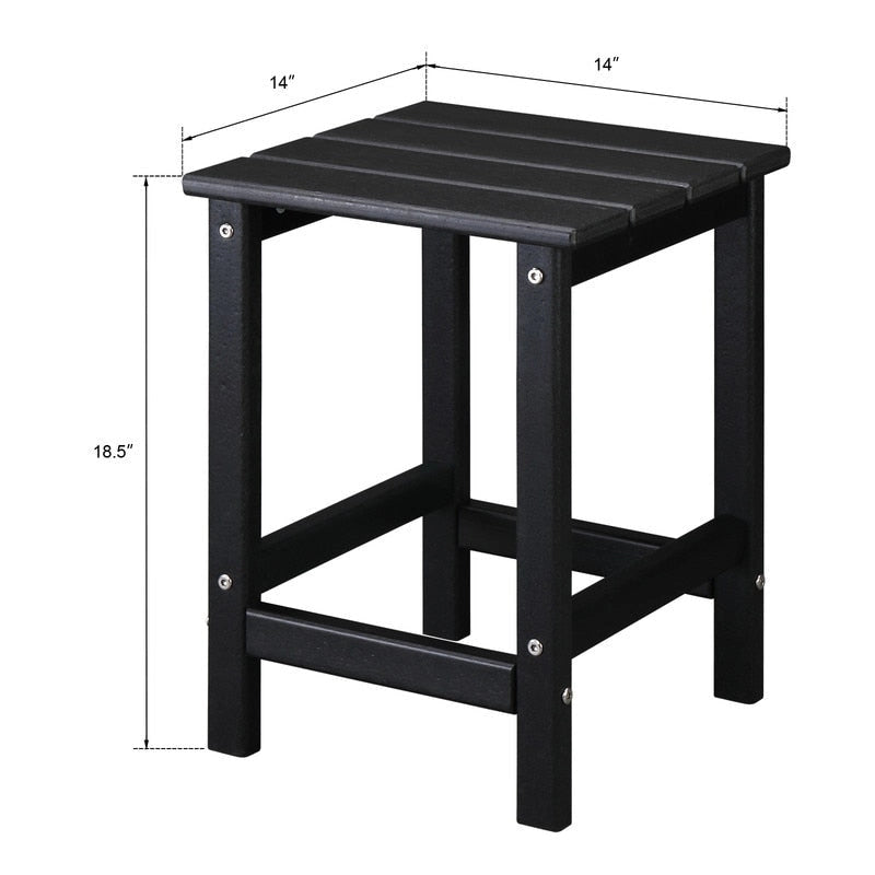 Table d'appoint carrée d'extérieur en polyéthylène haute densité de 14 po
