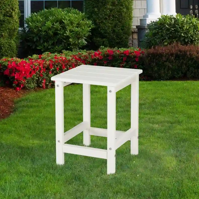Table d'appoint carrée d'extérieur en polyéthylène haute densité de 14 po