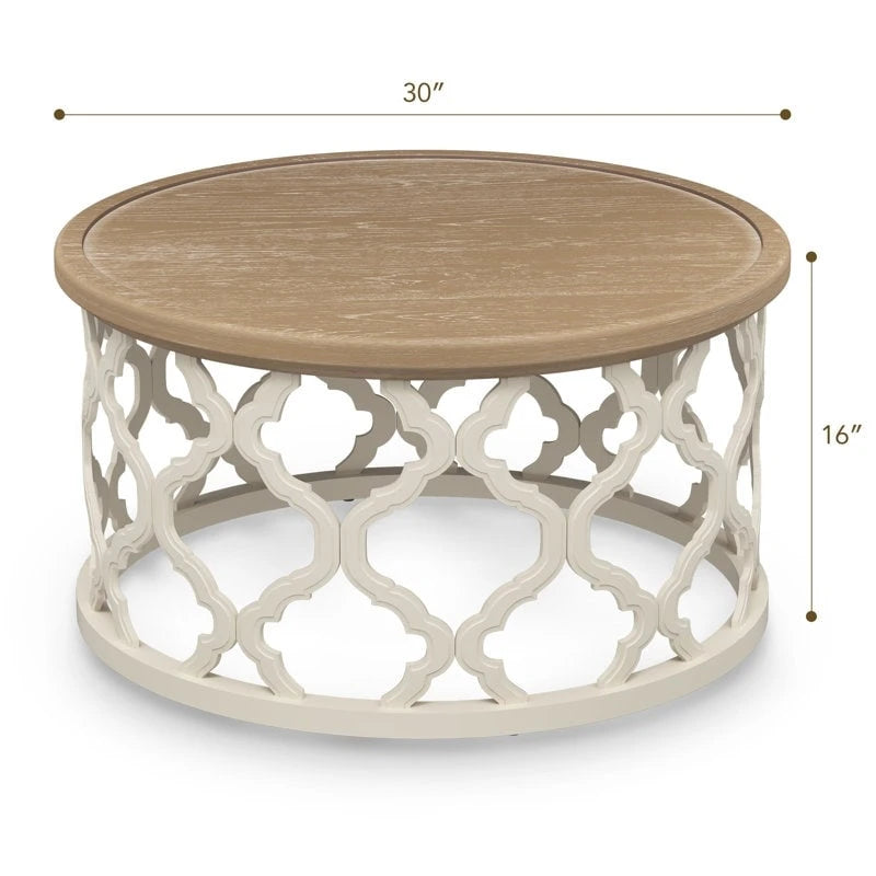 Table basse ronde CO-Z 30 de style rustique/fermier
