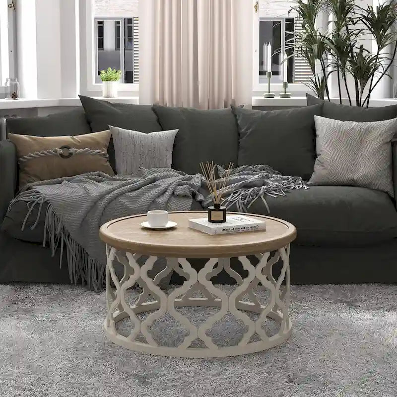 Table basse ronde CO-Z 30 de style rustique/fermier