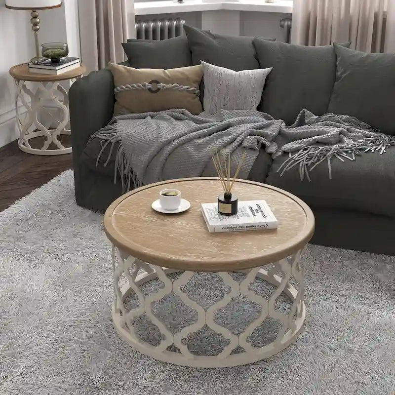 Table basse ronde CO-Z 30 de style rustique/fermier