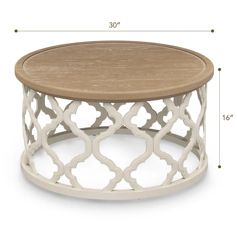 Table basse ronde CO-Z 30 de style rustique/fermier