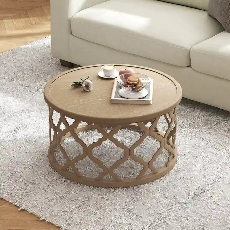 Table basse ronde CO-Z 30 de style rustique/fermier