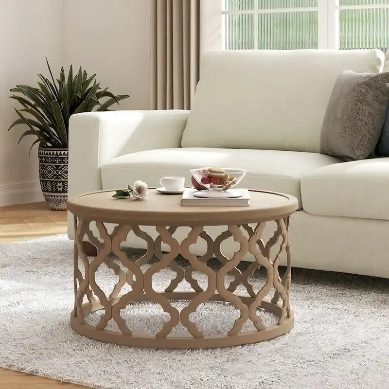 Table basse ronde CO-Z 30 de style rustique/fermier