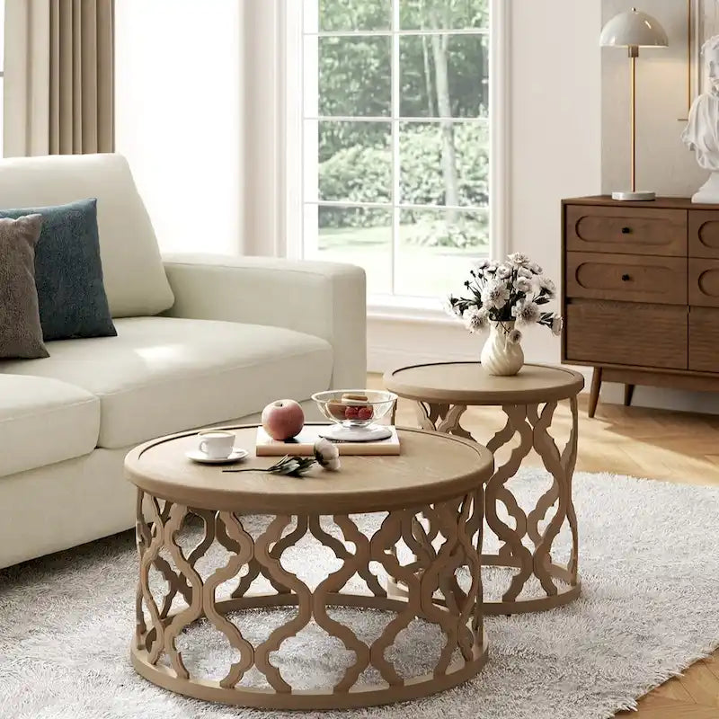 Table basse ronde CO-Z 30 de style rustique/fermier