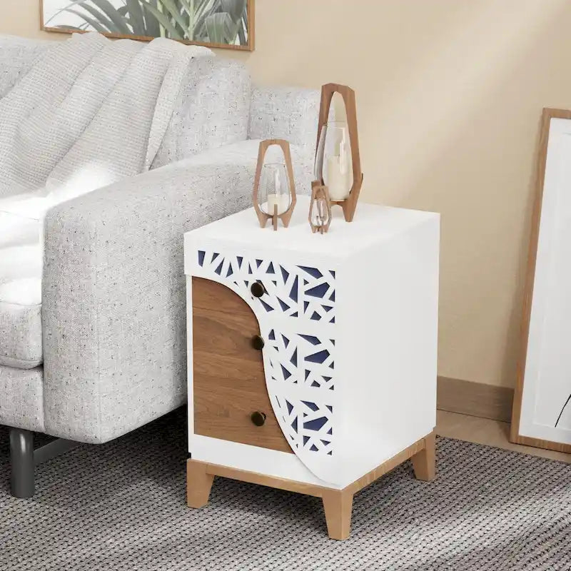 Table d'appoint ComfyStyle à 3 tiroirs motif texturé fait main