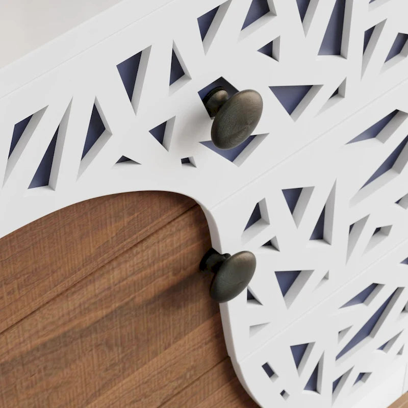 Table d'appoint ComfyStyle à 3 tiroirs motif texturé fait main