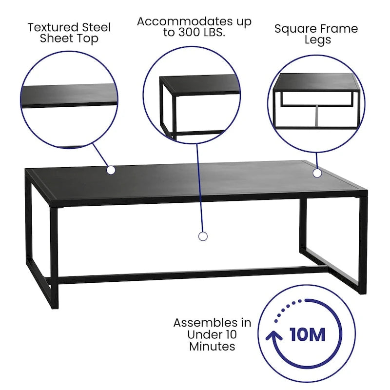 Table basse de patio en acier tout temps